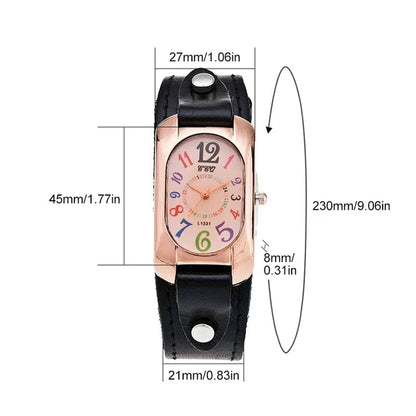 Vintage Leather Quartz Stone Women's Watch