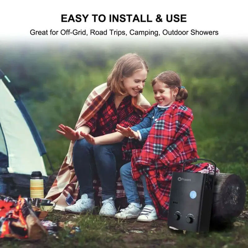 Praxore 5L 1.32 GPM Outdoor Portable Propane Tankless Water Heater - Black